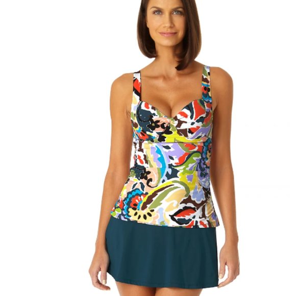 Anne Cole Other - New Anne Cole Retro Twist Front Underwire Tankini Swim Top sz 40B/38C